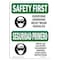 Signmission OSHA SAFETY FIRST Sign, Everyone Grinding Bilingual, 24in X 18in Aluminum, 24" W, 18" H, Landscape OS-SF-A-1824-L-10779 - alternate 1
